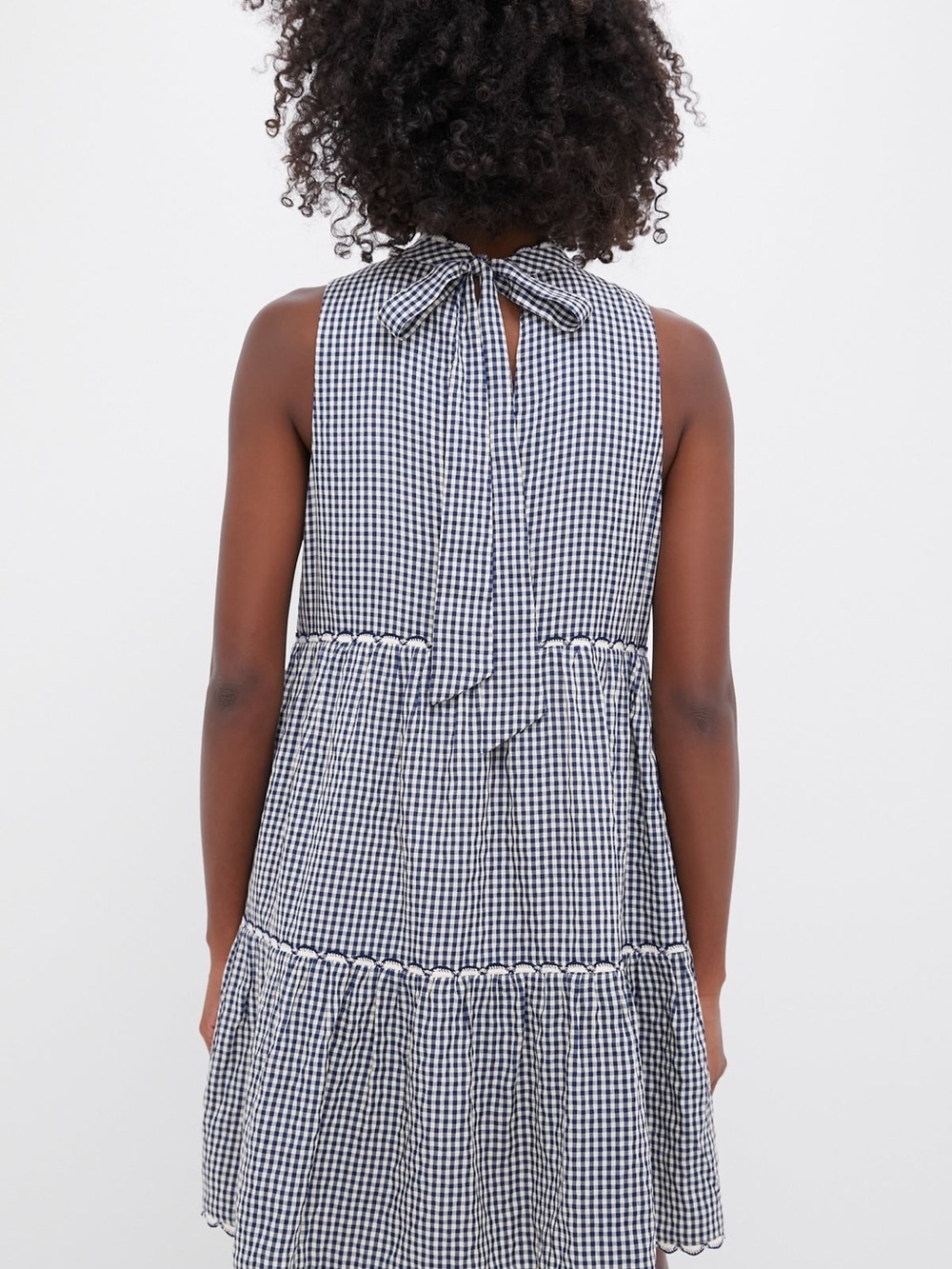 Pomander Place Navy Gingham Morgan Dress- size Large - Picture 4 of 14